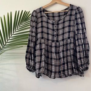 Cute Plaid Babydoll Top